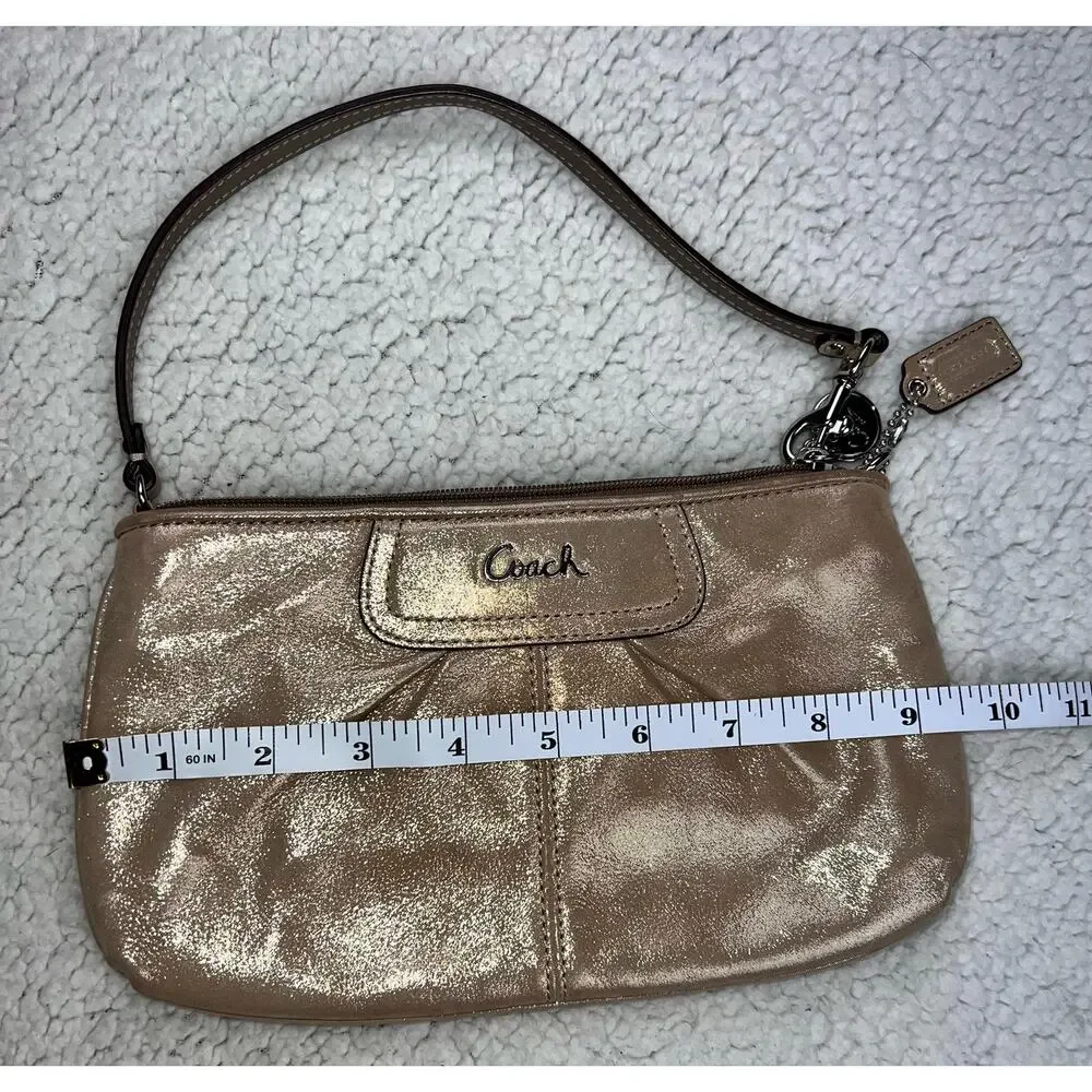 Coach Gold Metallic Large Wristlet Clutch Purses